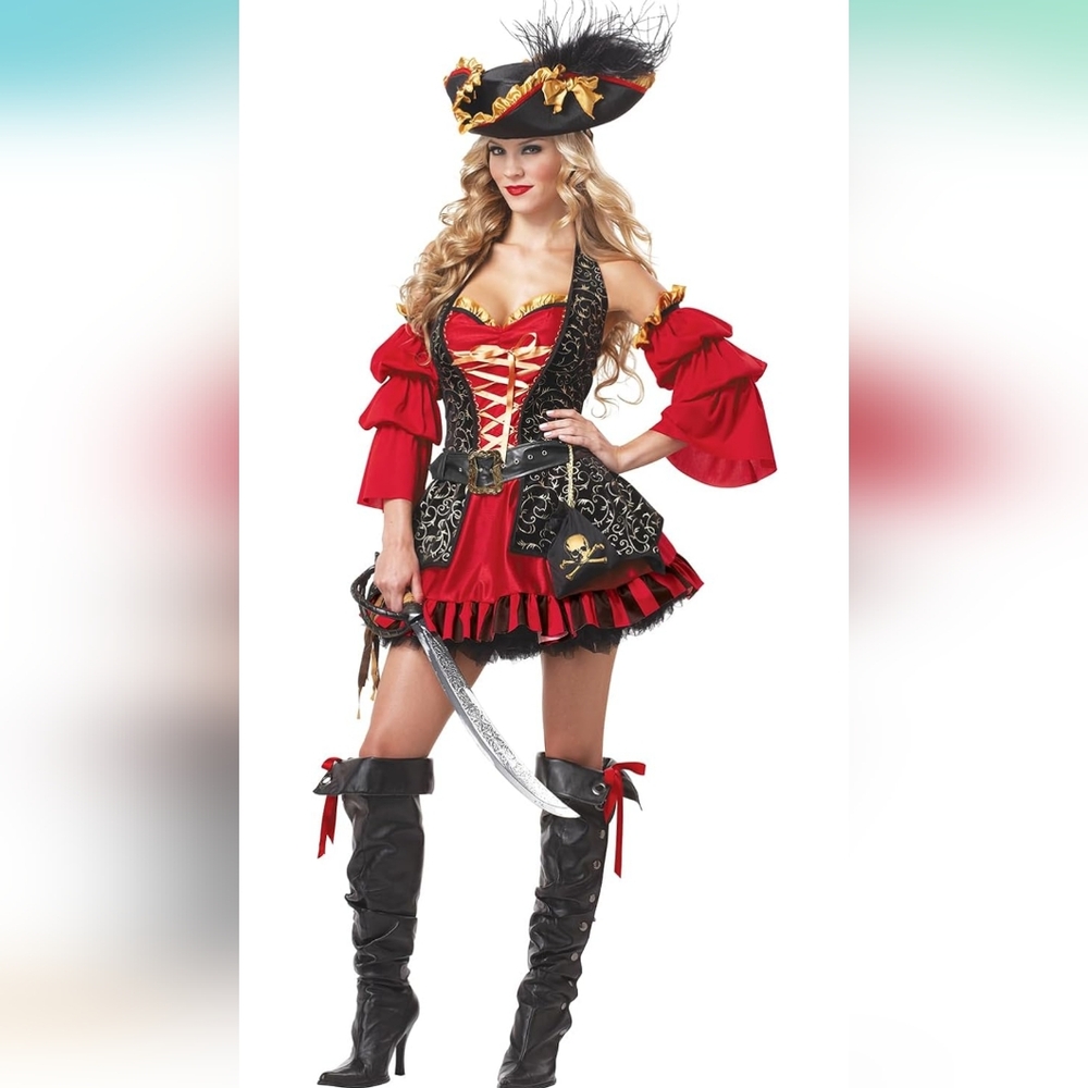 California Costumes Red and Black Pirate Costume
